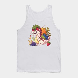 cute little Dinosaur eating fruit t-rex Tank Top